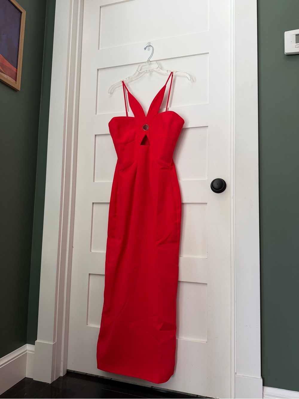 Torn by Ronny Kobo Vibrant Red Maxi Dress with Ring Accent